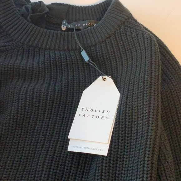 English Factory Knit Pullover,Back Bow Ties,BlackM - Picture 8 of 13